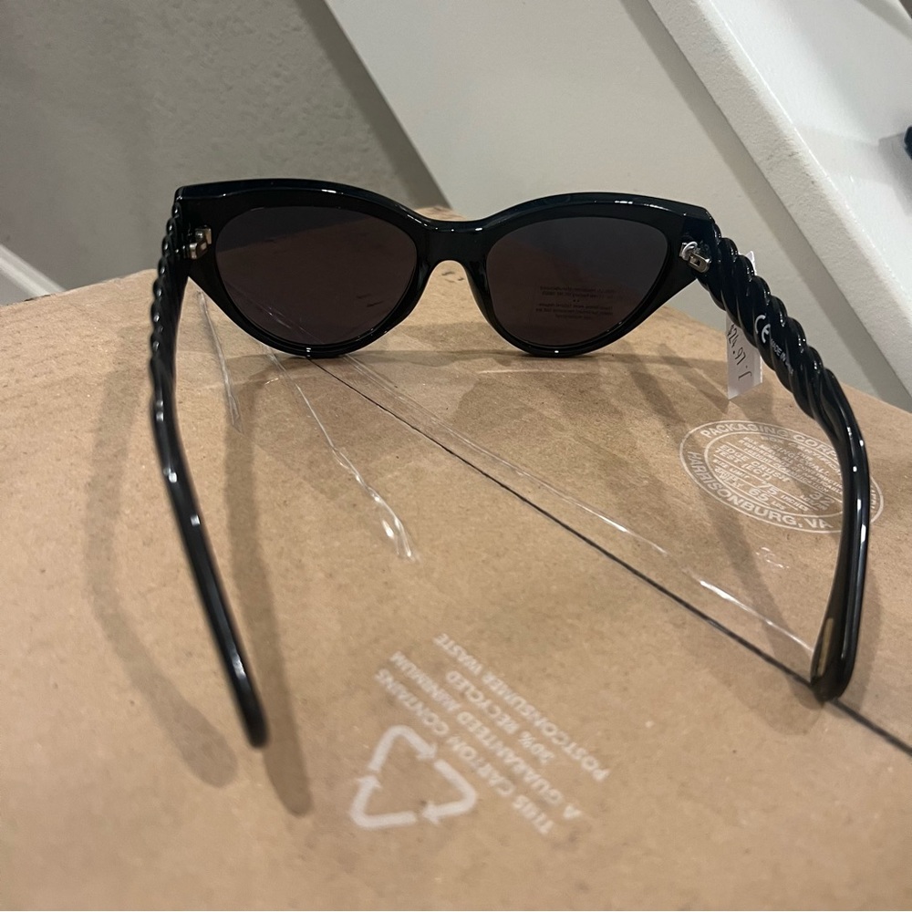 J Crew‎ Cat Eye Braided Side Black Sunglasses - Picture 3 of 5